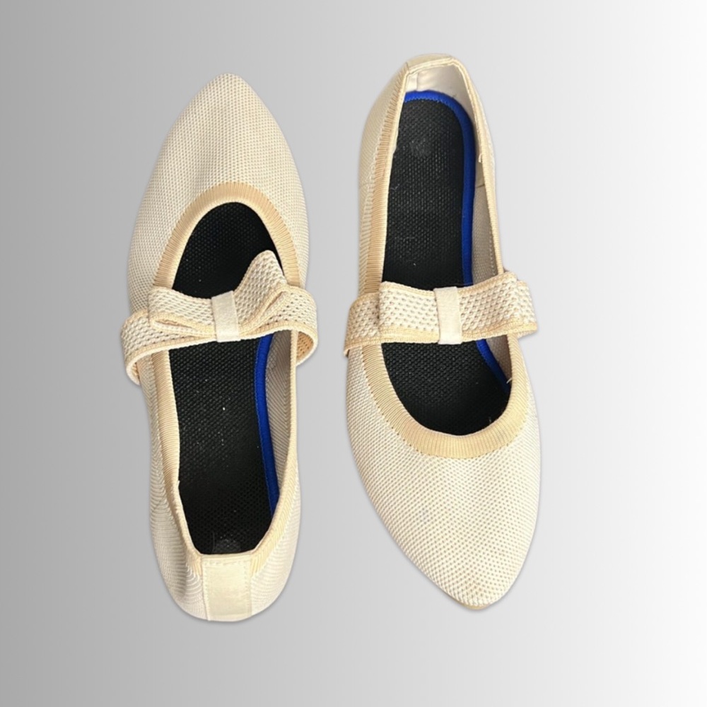 37. Rothy’s Style Off White Slip on Shoes, Top Bow, Adjustable Strap, Size 41. - Picture 7 of 8